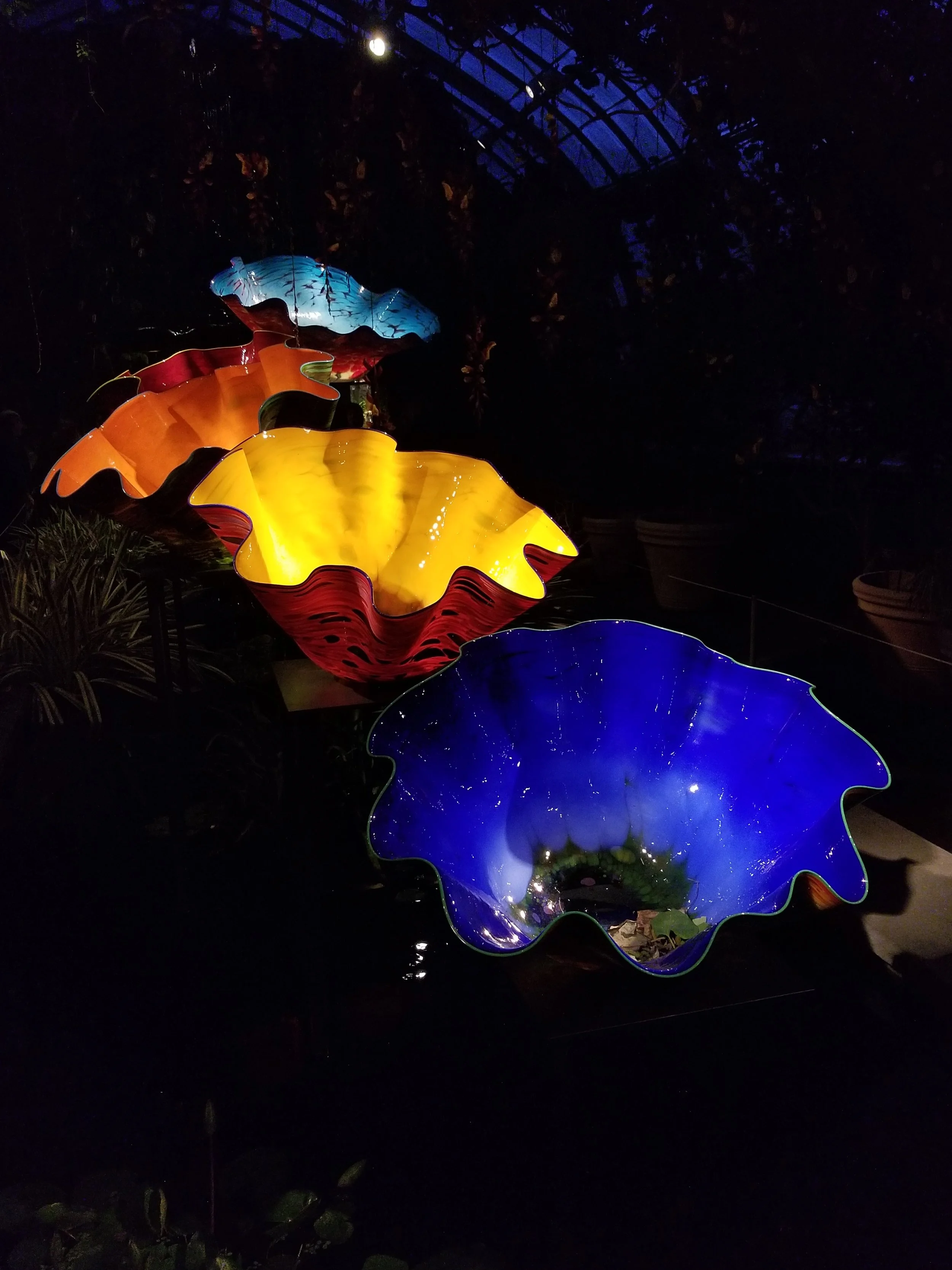 Glass art in primary colors