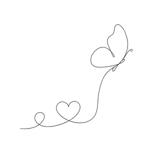 Drawing of butterfly carrying heart