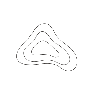 Drawing of triangle like shape with multiple triangles set inside one another.