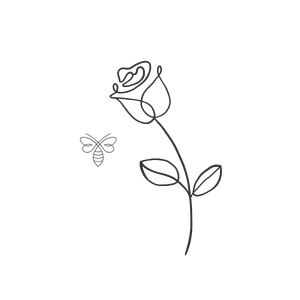 Drawing of rose with butterfly.