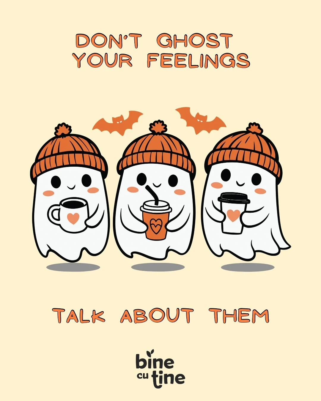 👻 Boo! Emoțiile tale te caută. 

Uneori, e mai ușor să dispari &icirc;n fața propriilor emoții.
Să le am&acirc;ni, să le ascunzi, să spui &ldquo;las&rsquo; că trece&rdquo;.
Dar adevărul e că ele nu vor să te b&acirc;ntuie. Vor doar să fie auzite. 

