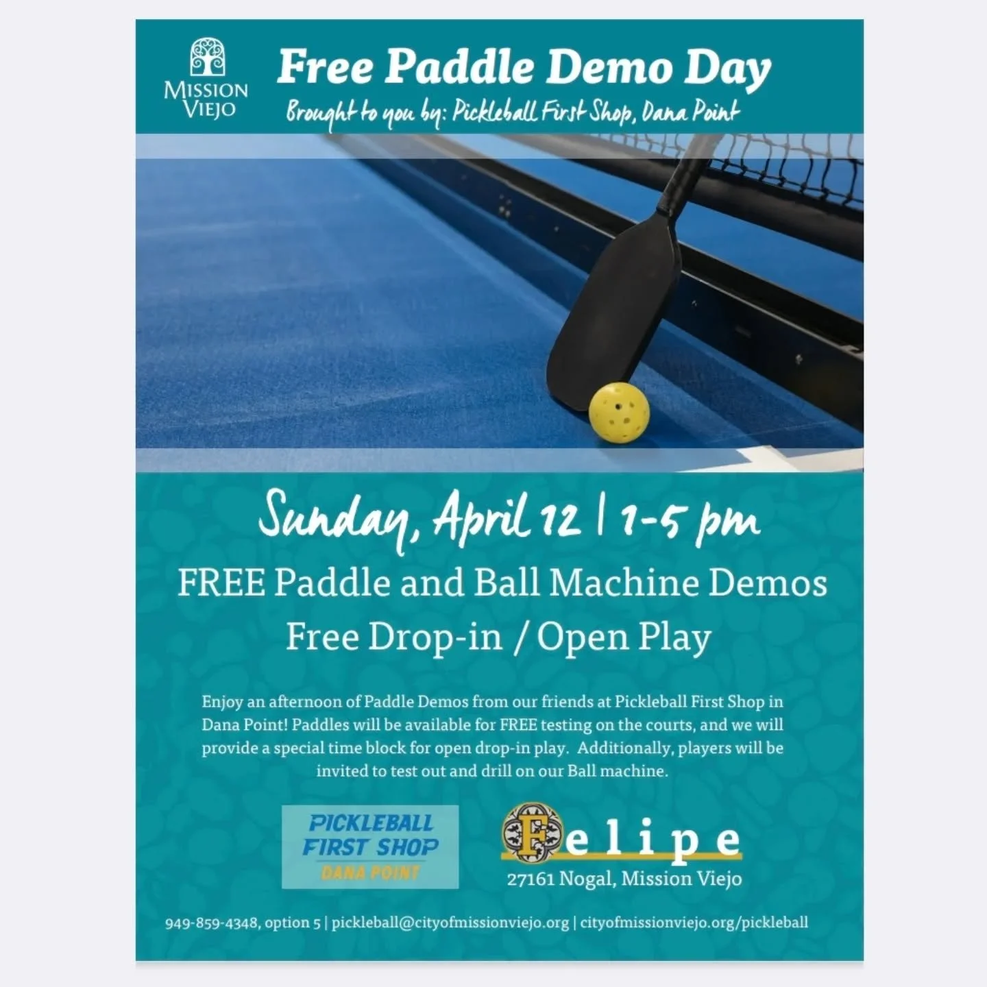 Calling All Pickleball Players in South Orange County it's that time of the year for another Pickleball Paddle Demo on behalf of @pickleball_firstshop and @missionviejolife always a fun event to come and try out new gear! Details on the flier!

@gigi