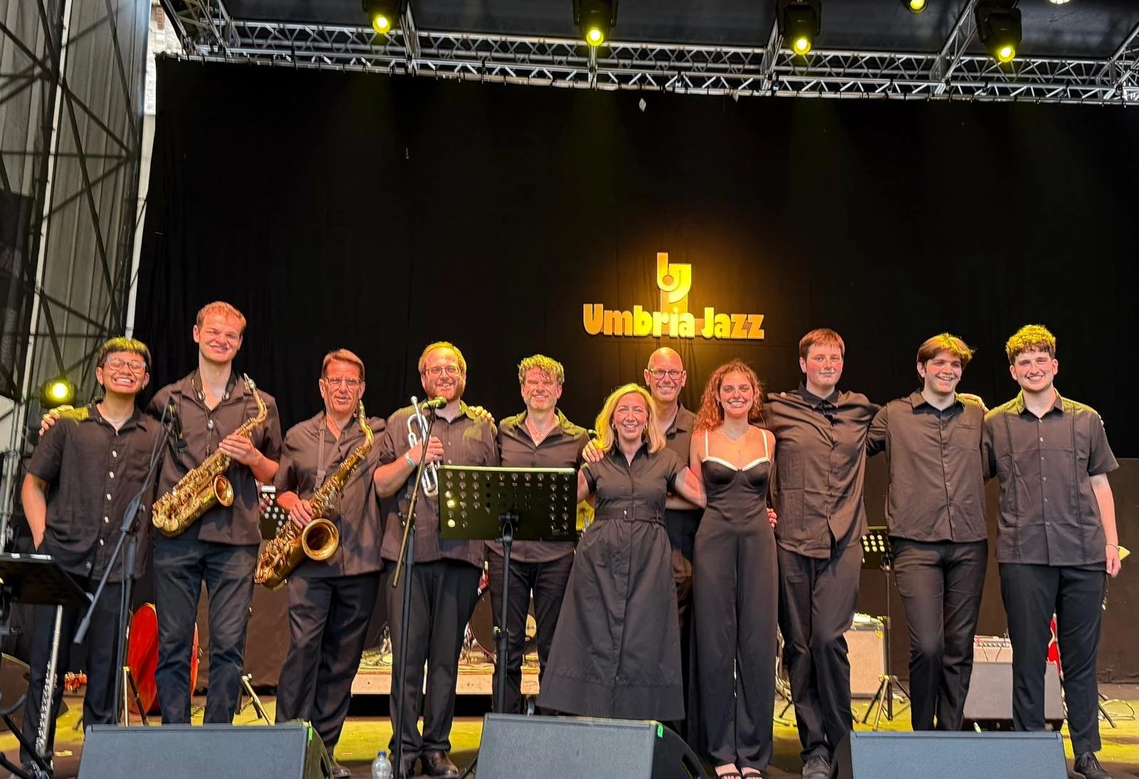 Jeremy and the Mason Jazz Combo standing on stage at the Umbria Jazz festival