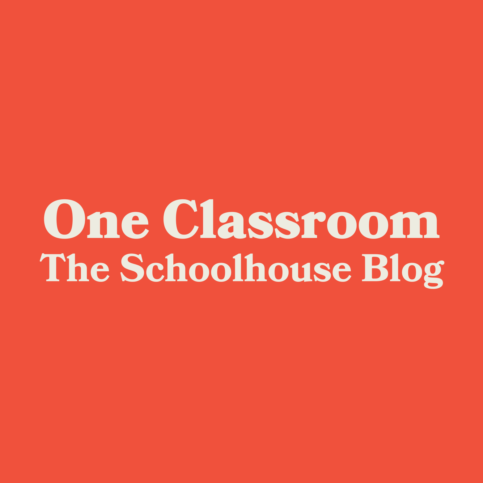 Close-up of a blue book cover titled "The Schoolhouse" with a white pencil illustration and the subtitle "A Blog by One Classroom".