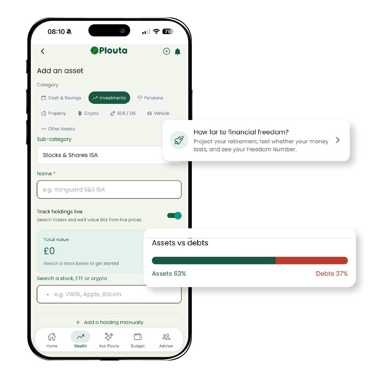Financial wellness dashboard helping users monitor budgets, reduce overspending and achieve savings goals.