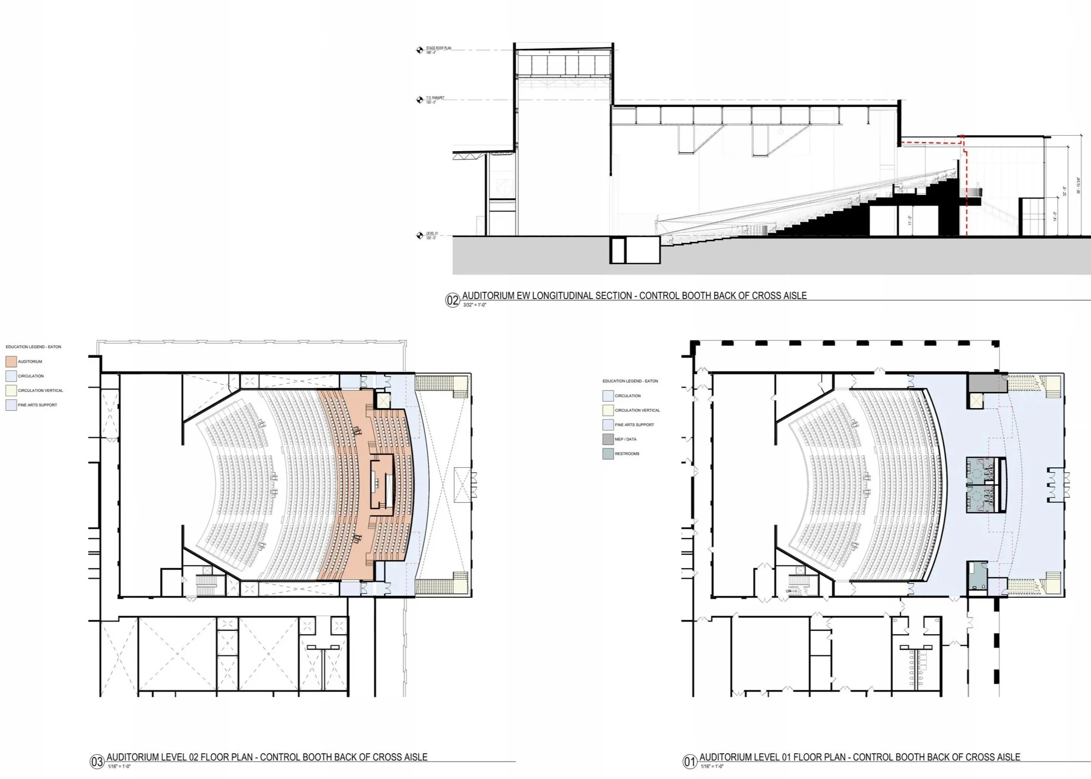 Perkins&Will | School Auditorium Plans and Section