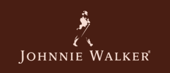 Logotipo da marca de whisky Johnnie Walker com um homem caminhando e o nome "Johnnie Walker".