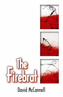 Book cover for 'The Firebrat' by David McConnell featuring abstract illustrations of a person with a fire or red background.