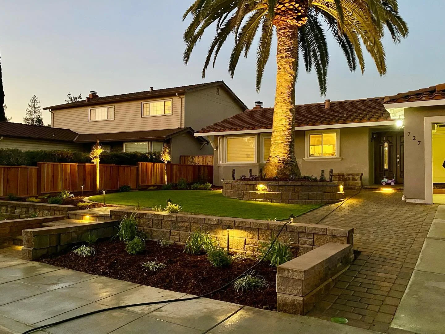 #frontyarddesign #lights #brick #privacyfence