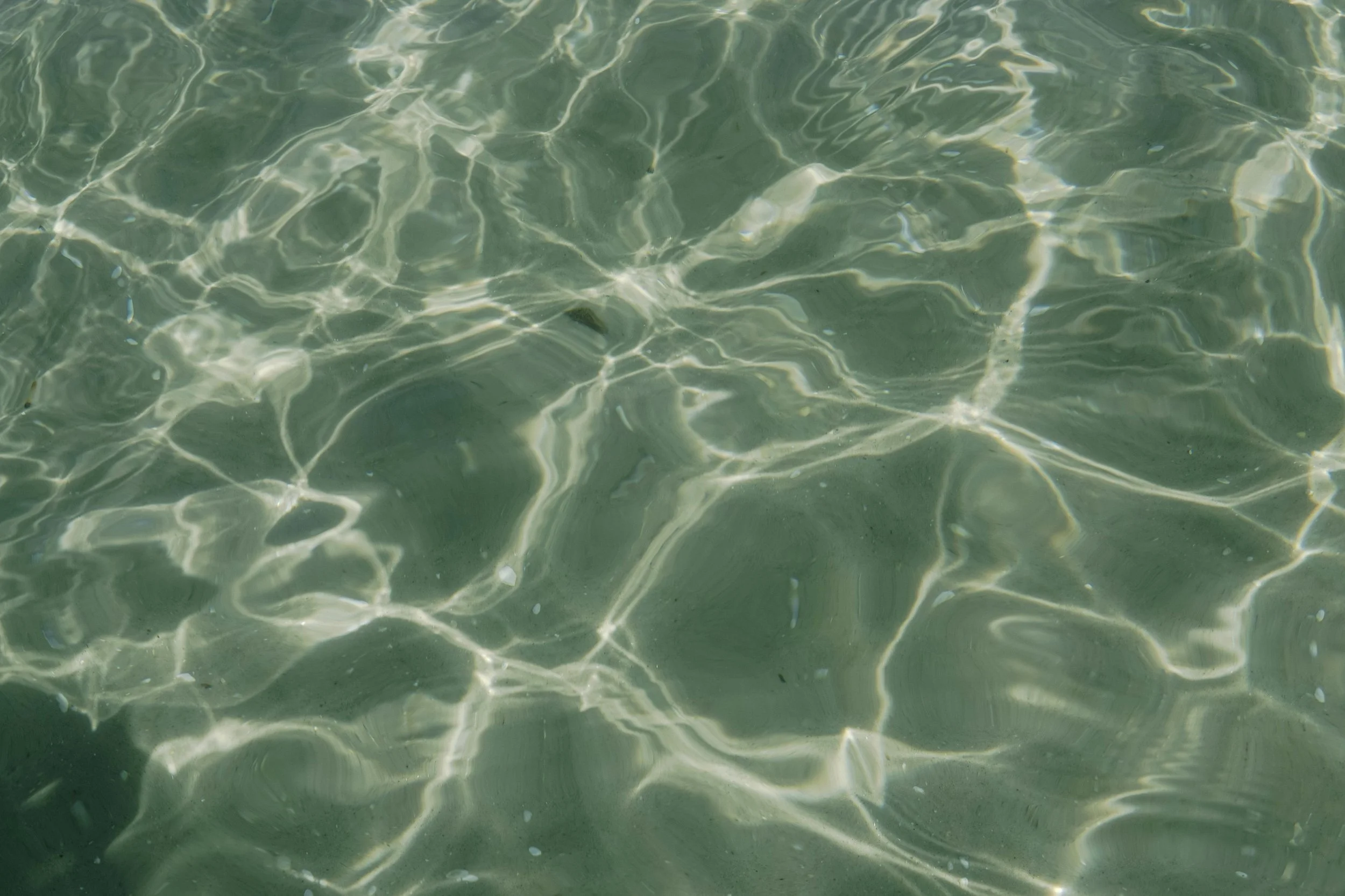 Close-up of water with ripples and reflections.