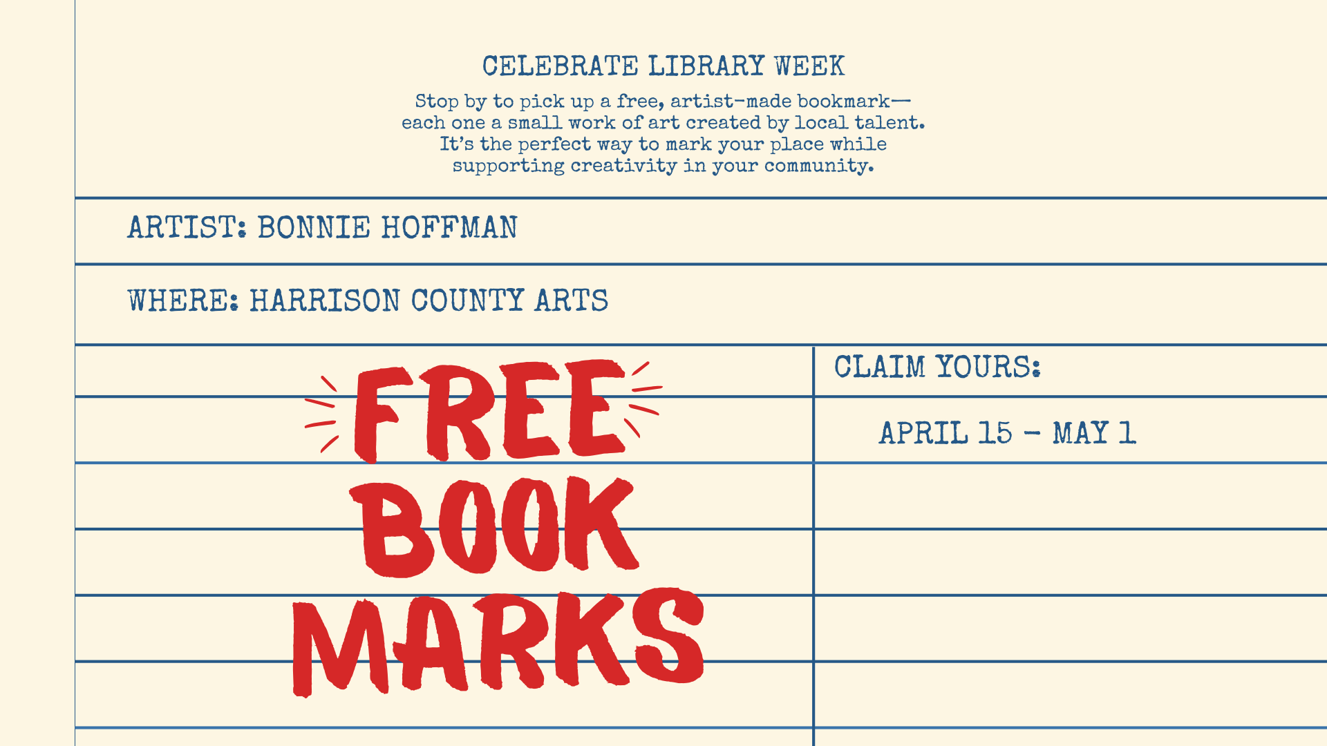Celebrate Library Week with a Bonnie Hoffman Bookmark