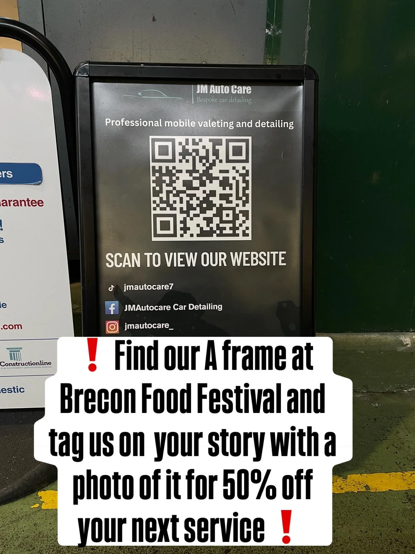 🚨GET 50% OFF YOUR NEXT SERVICE🚨

&bull;Find our A frame in Brecon Makret Hall
&bull;Take a photo of it
&bull;Post it to your feed or story
&bull;Tag us in the post
&bull; Get 50% off when you next book

Good luck all! 

#50%off #brecon #foodfestiva