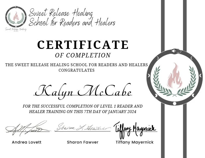 SRH School for Readers and Healers Certificate of Completion (Level 1)