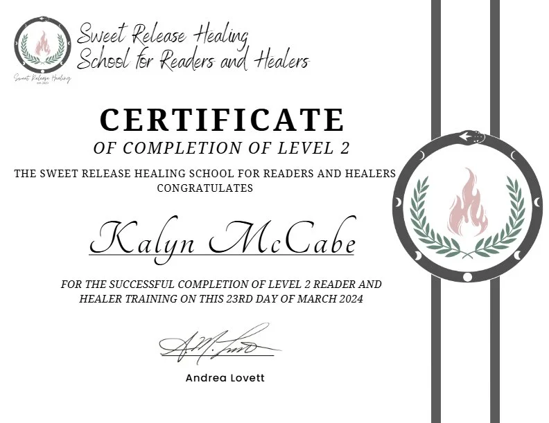 SRH School for Readers and Healers Certificate of Completion (Level 2)