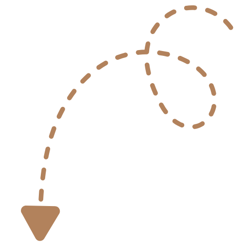 A dashed brown arrow forming a loop with a downward pointing triangle at the tip.