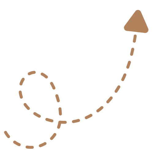 A dashed line forming a path with a loop and an arrow pointing upward.
