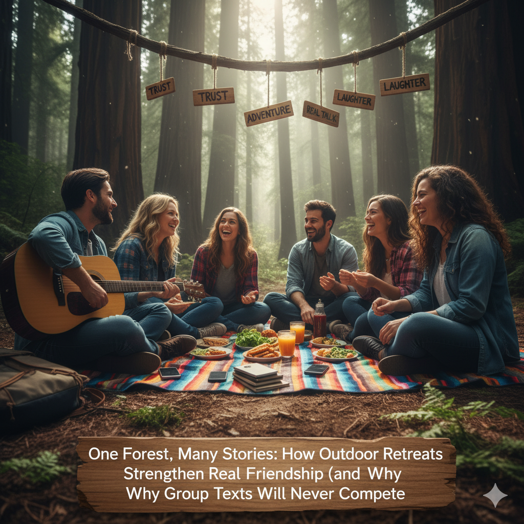 One Forest, Many Stories: How Outdoor Retreats Strengthen Real Friendship (and Why Group Texts Will Never Compete)