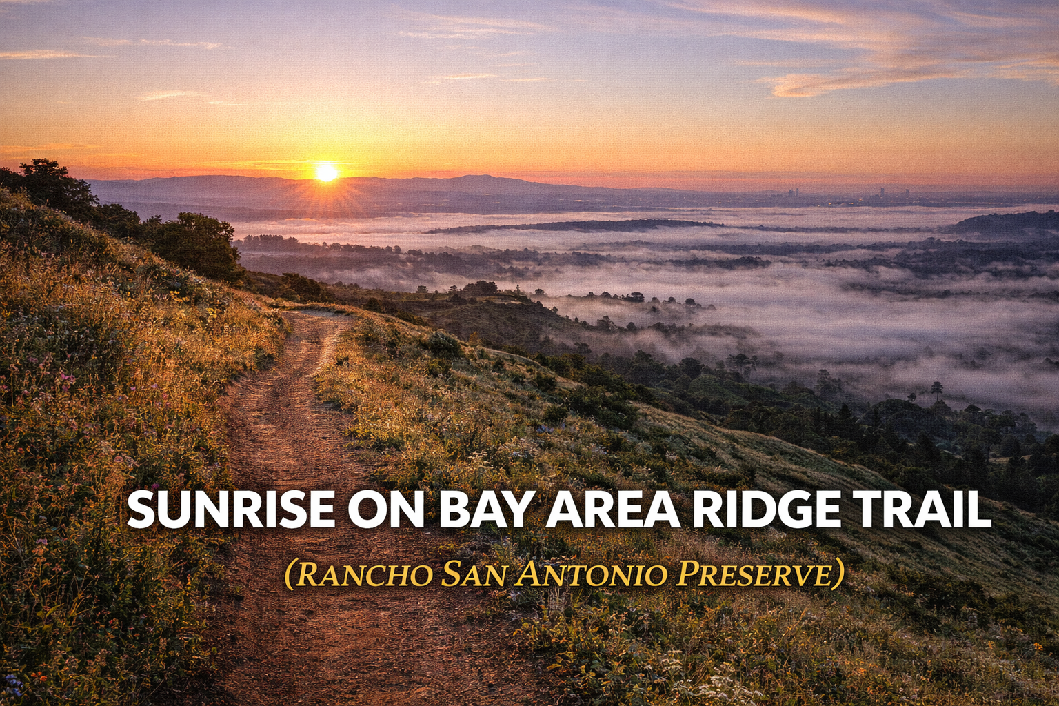 Sunrise on Bay Area Ridge Trail (Rancho San Antonio) in Rancho San Antonio Preserve