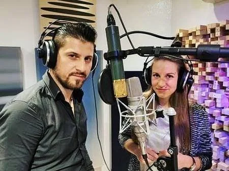 Croatian singer Matej Mladenovic and Nusa Rojs from Slovenia in Longplay Studios