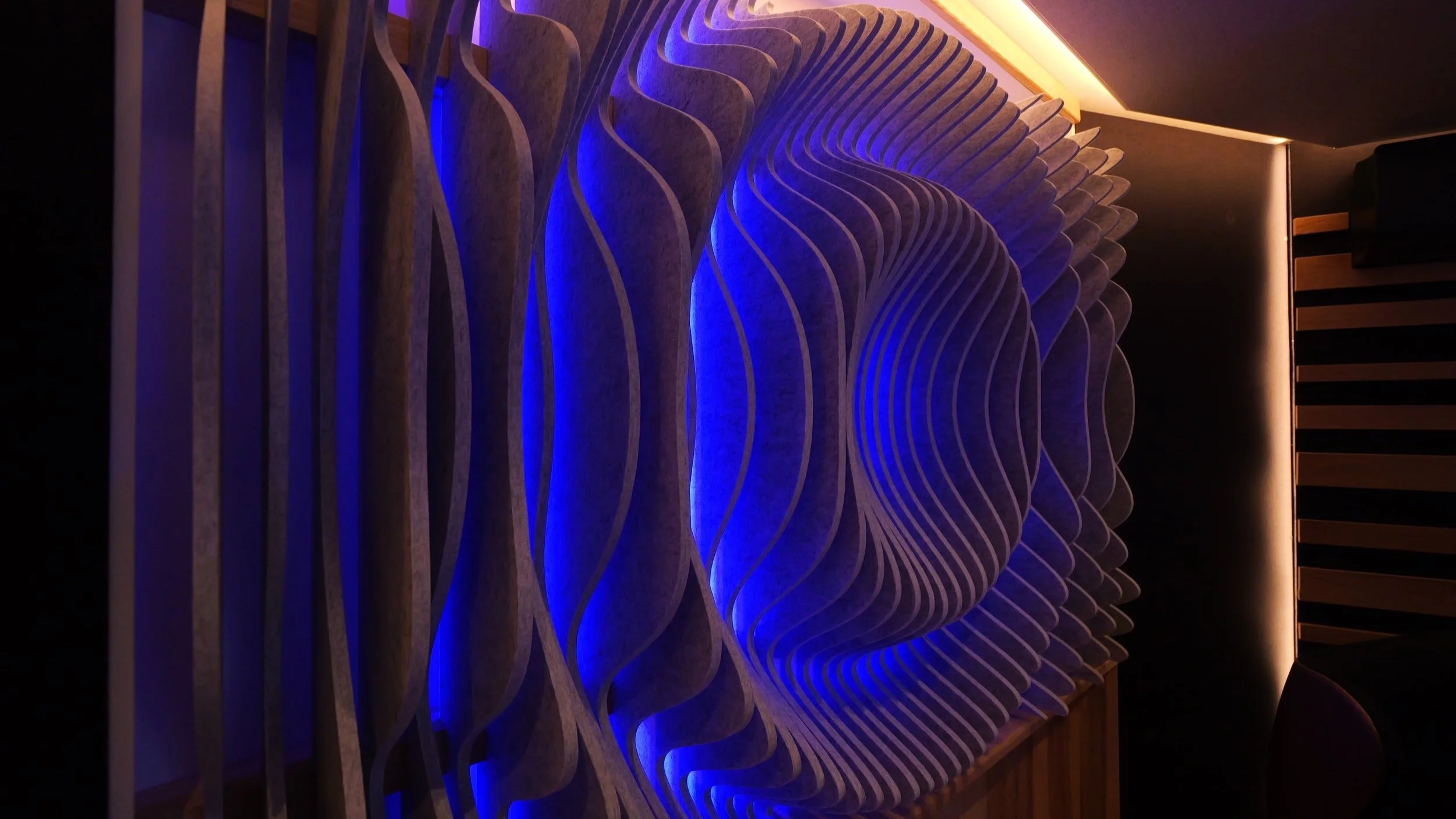Longplay Studios Control Room back acoustic diffuser RD Acoustics