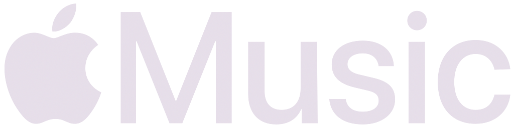Apple Music logo with white apple icon and the word 'Music' in gray.