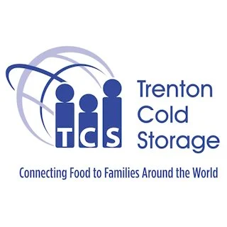 Logo for Trenton Cold Storage with three stylized figures and interconnected lines, and the tagline 'Connecting Food to Families Around the World'.