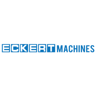 Logo for ECKERT MACHINES with the company name in bold blue and black text.