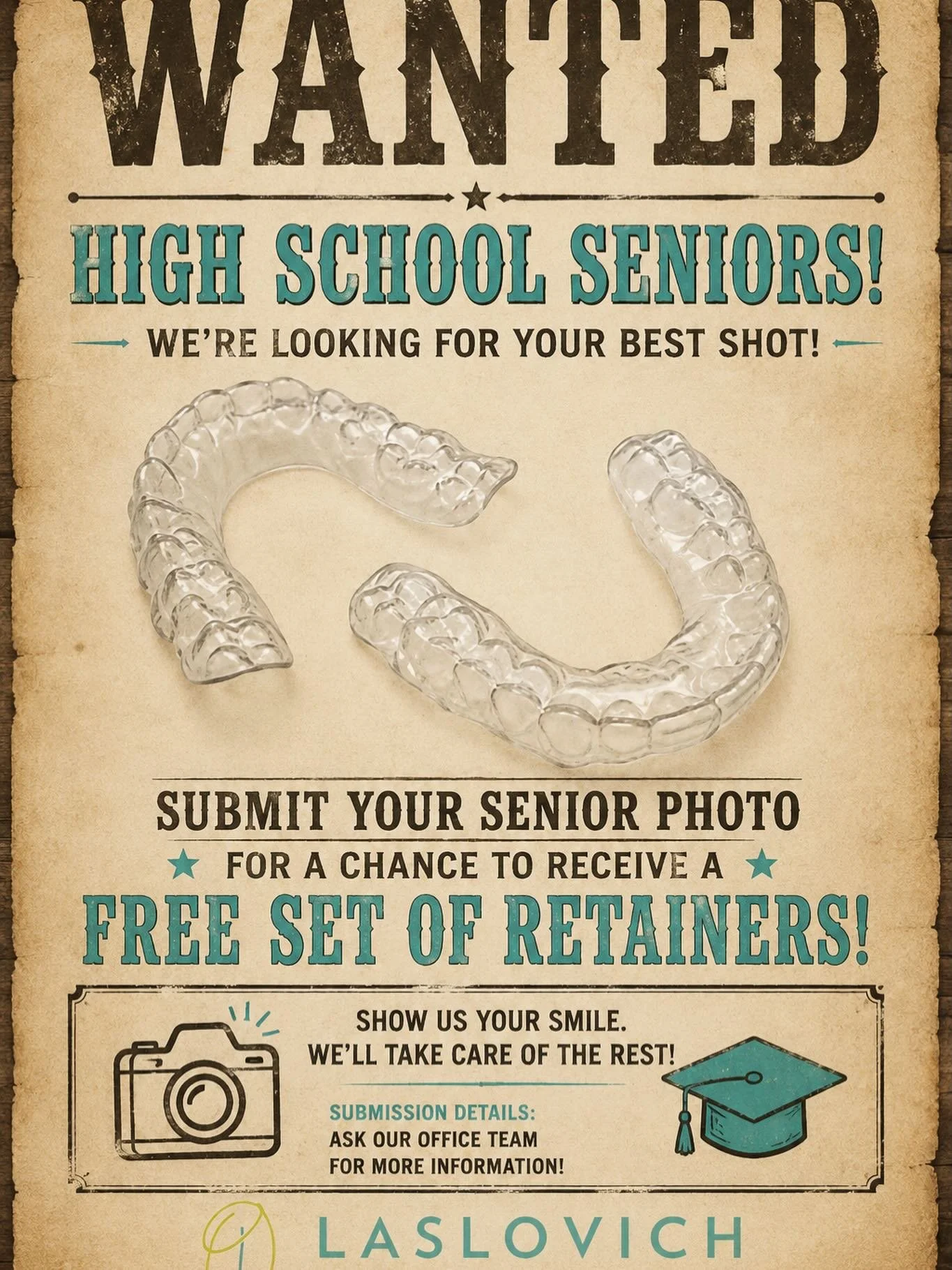 Please submit your senior photo to us for a chance at a set of free retainers. DM us or stop in to drop one off. Good luck and Congrats Grads!