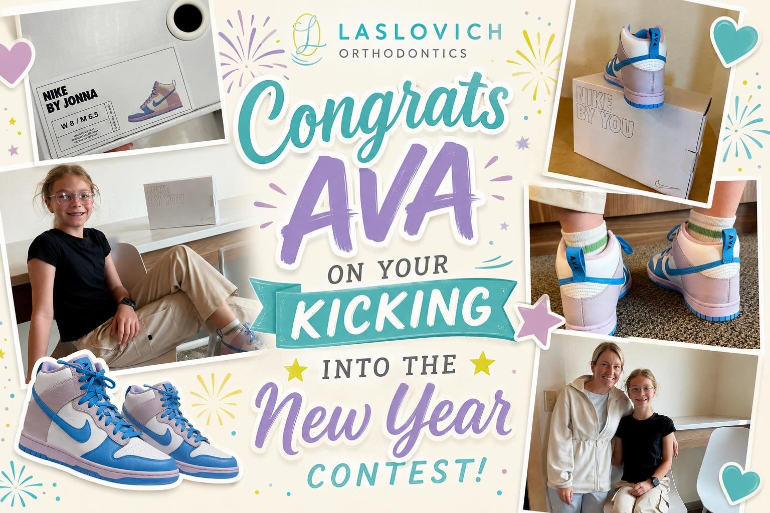 Winner Wednesday! Congrats Ava on winning our Kick into the New Year Shoe contest! We hope you enjoy your custom Nikes!