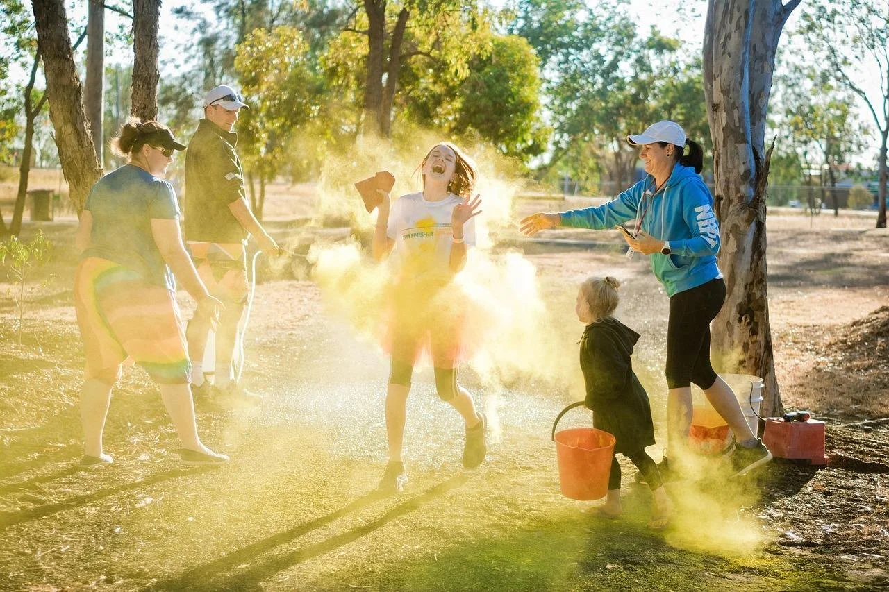 Happy family enjoying outdoor activities together in a park