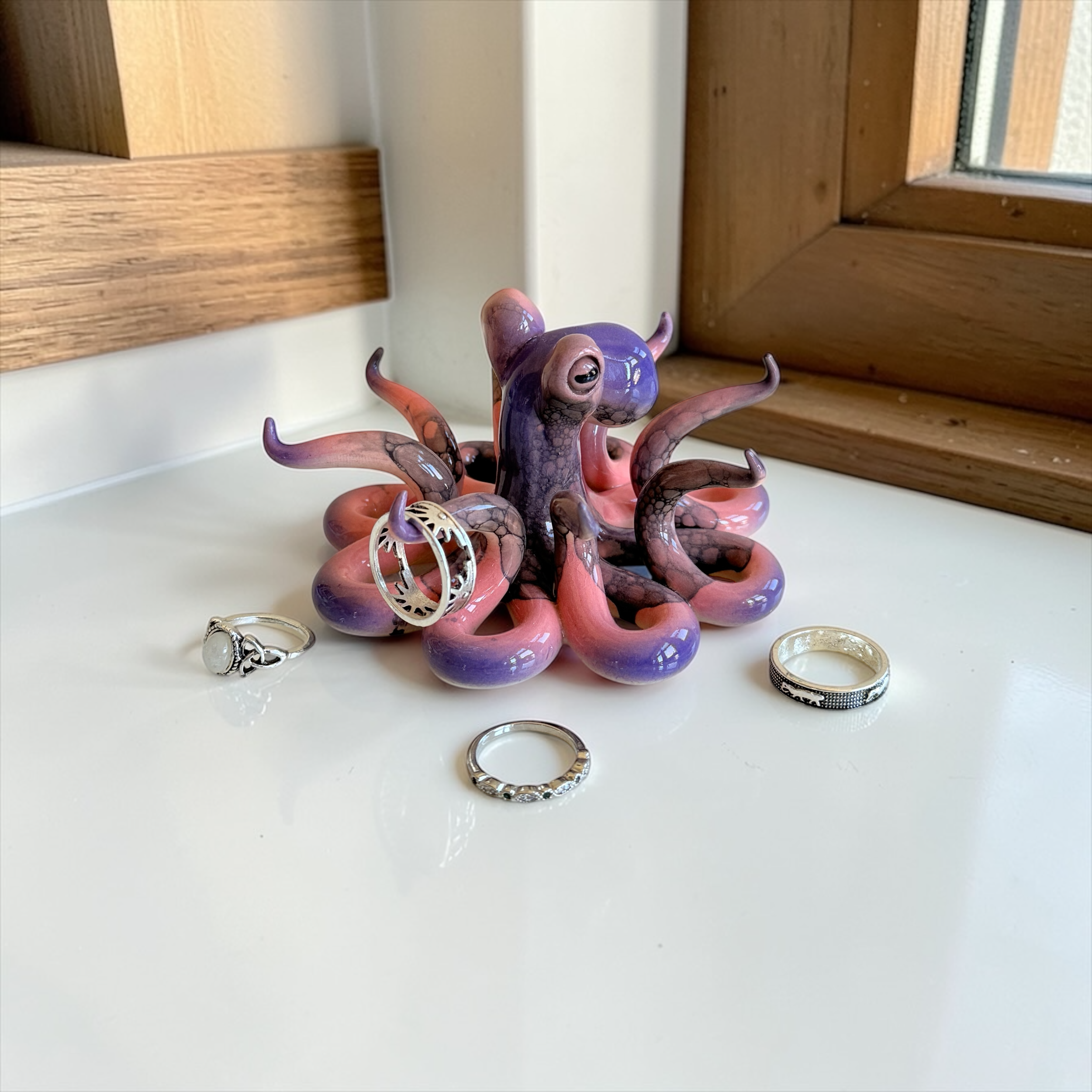 Purple and Pink Octopus Ring Holder