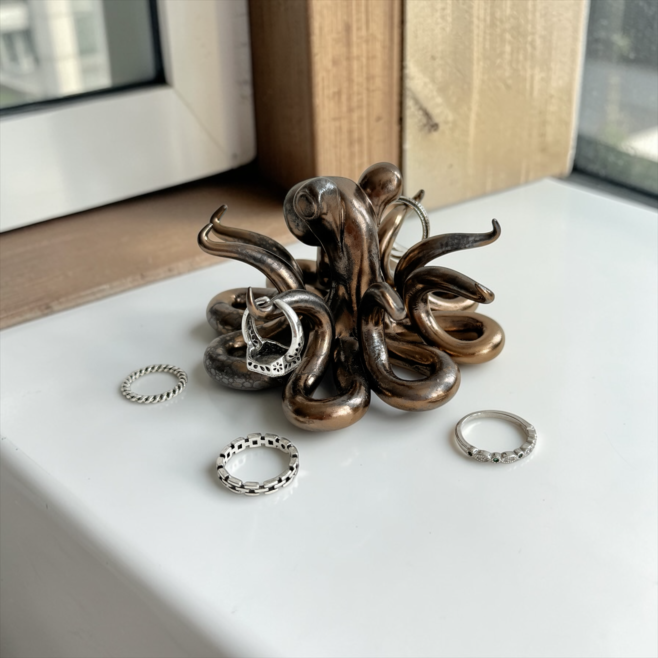 Brass Colored Octopus Ring Holder