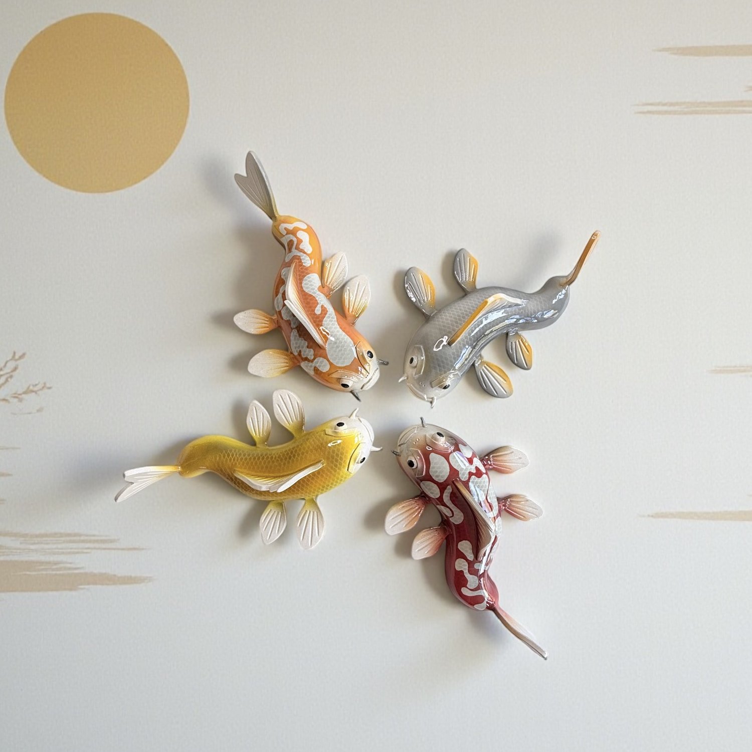 Set of four ceramic koi wall fish from Sway Concepts — sway concepts