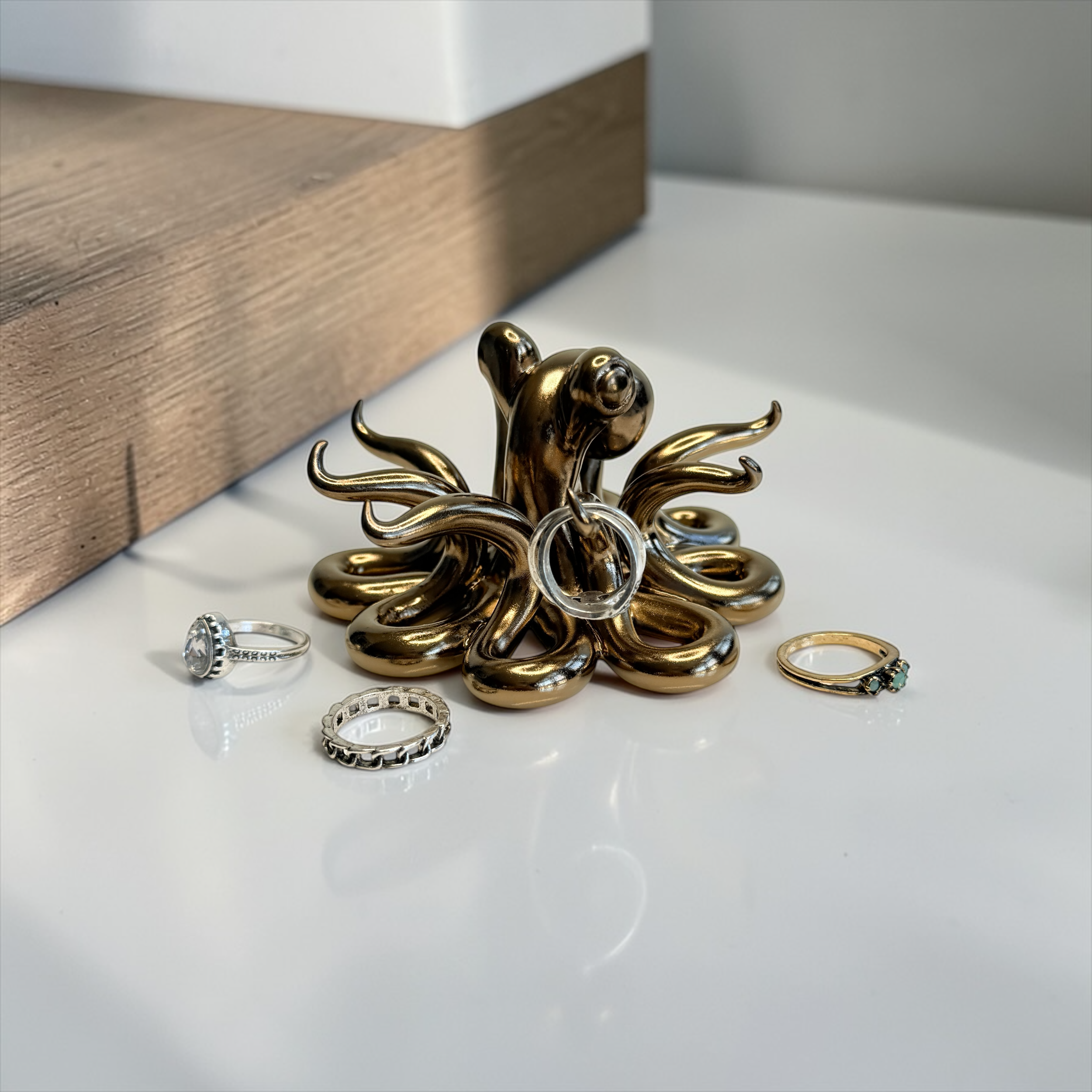 Brass Colored Octopus Ring Holder