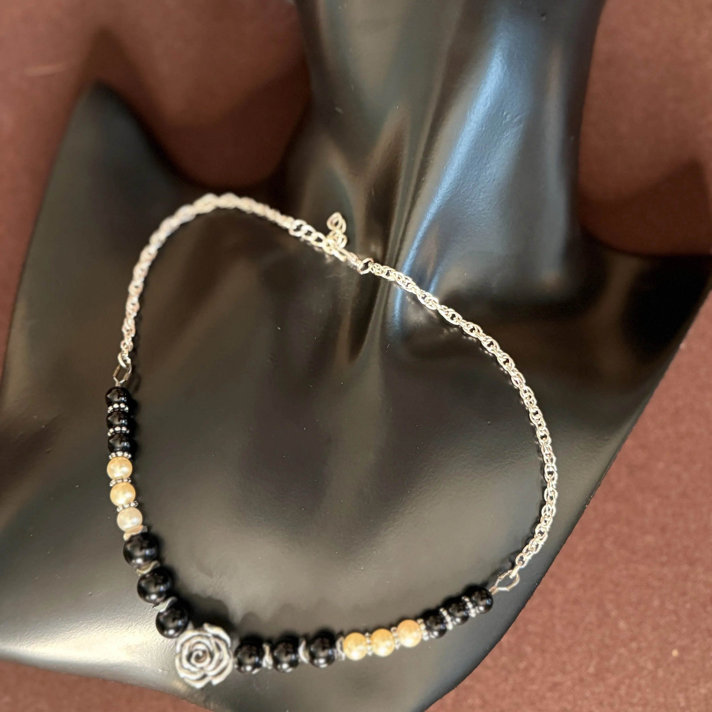 Back and white Rose Focal necklace