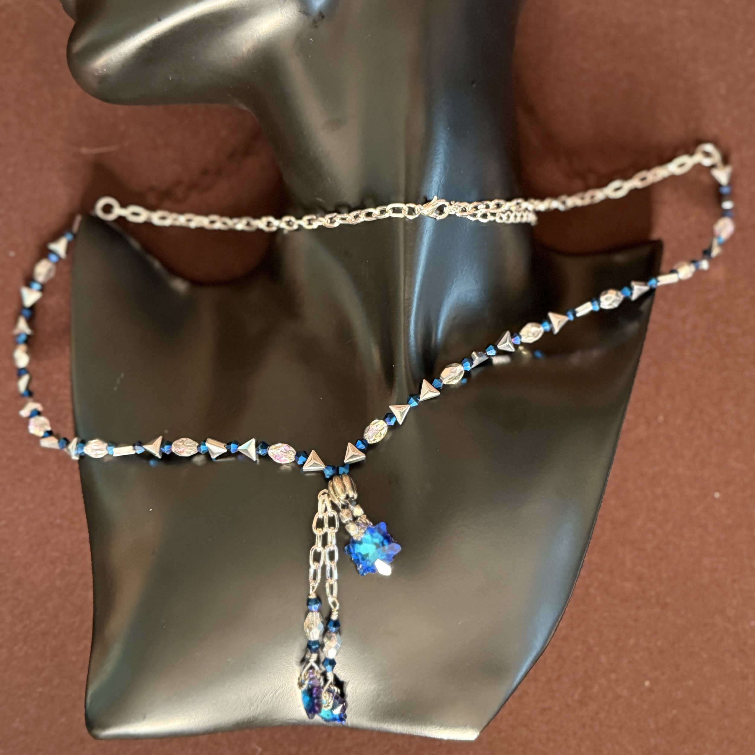 Silver and blue necklace