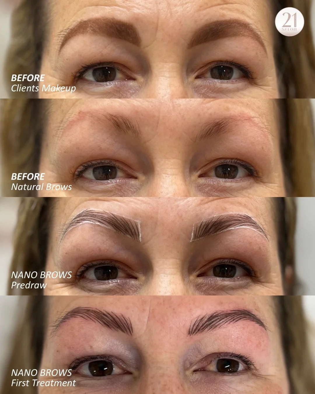 Permanent makeup full process and how we transform eyebrows from before clients makeup to nano brow first treatment results #nanobrows #hairstroke #pmu #beauty