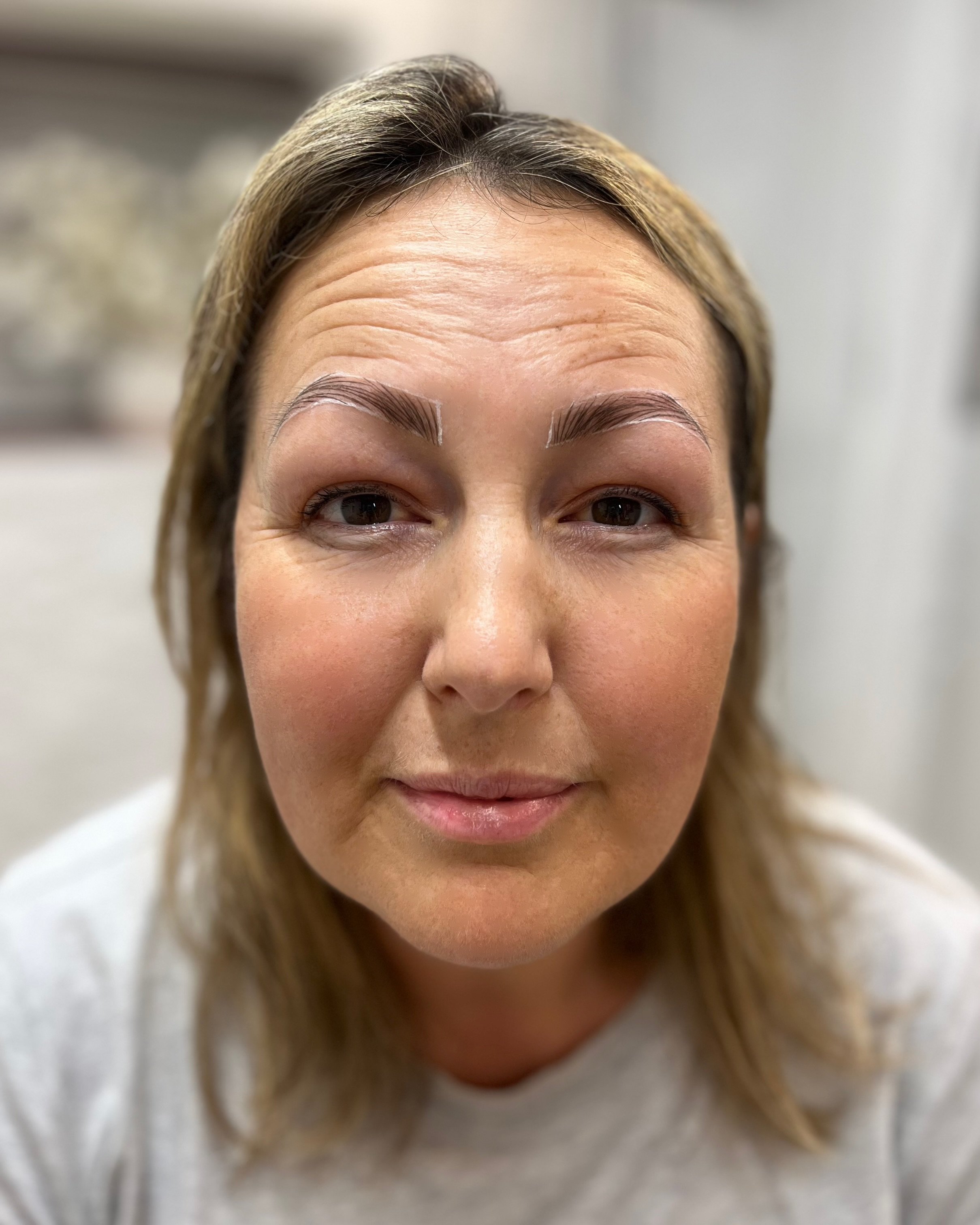 Result of clients consultation where we measure and map brows to your bone structure and predraw the hairstroke design showing what will be achieved #browmapping #predraw #eyebrows #permanent #makeup #consultation #somerset