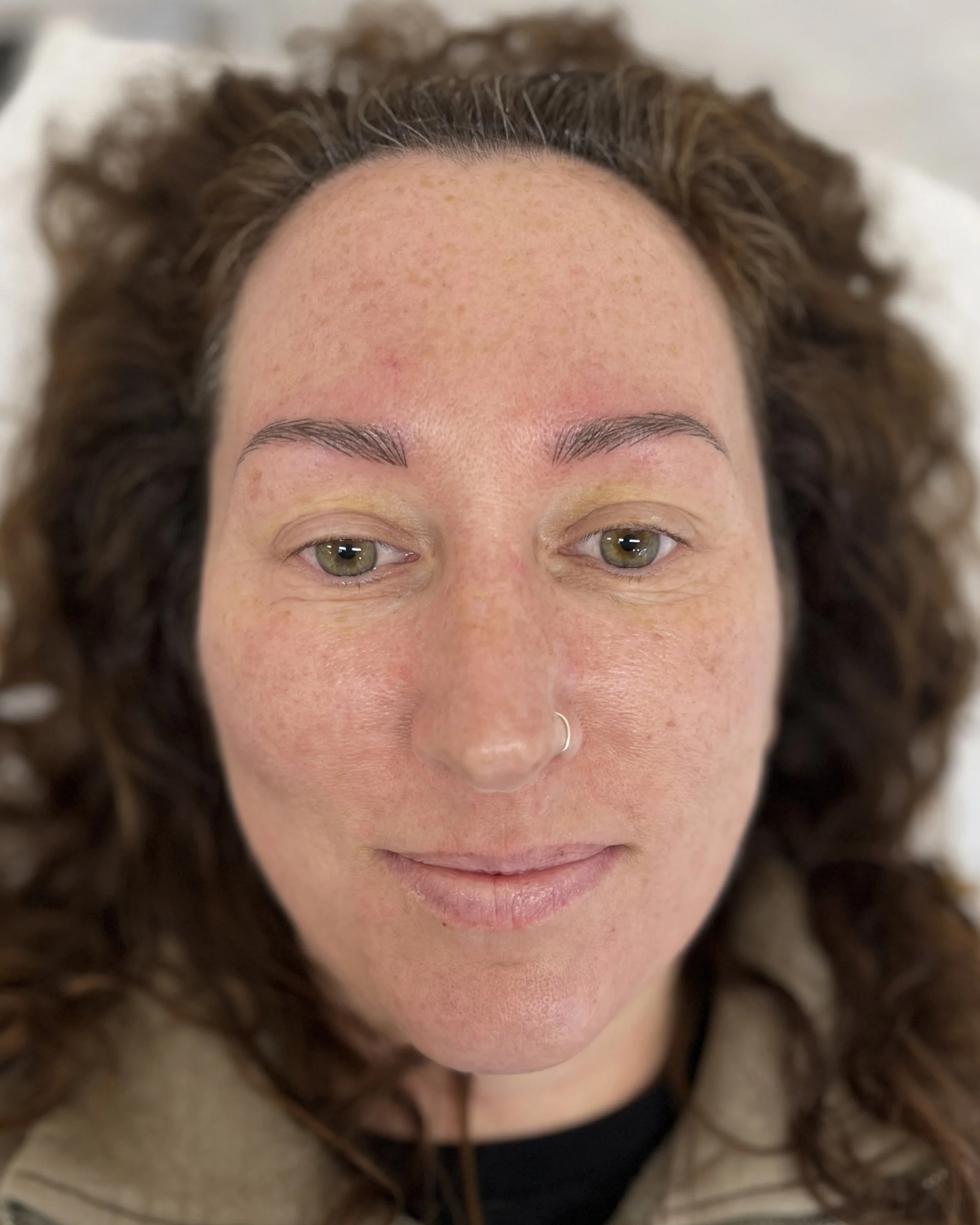 Permanent makeup after photofollowing one treatment for nano brows a cosmetic tattoo designed to mirror natural, fine and fluffy hairstokes - the lastest and superior technique in semi permanent makeup #fluffybrows #hairstrokebrows #naturallooking #n