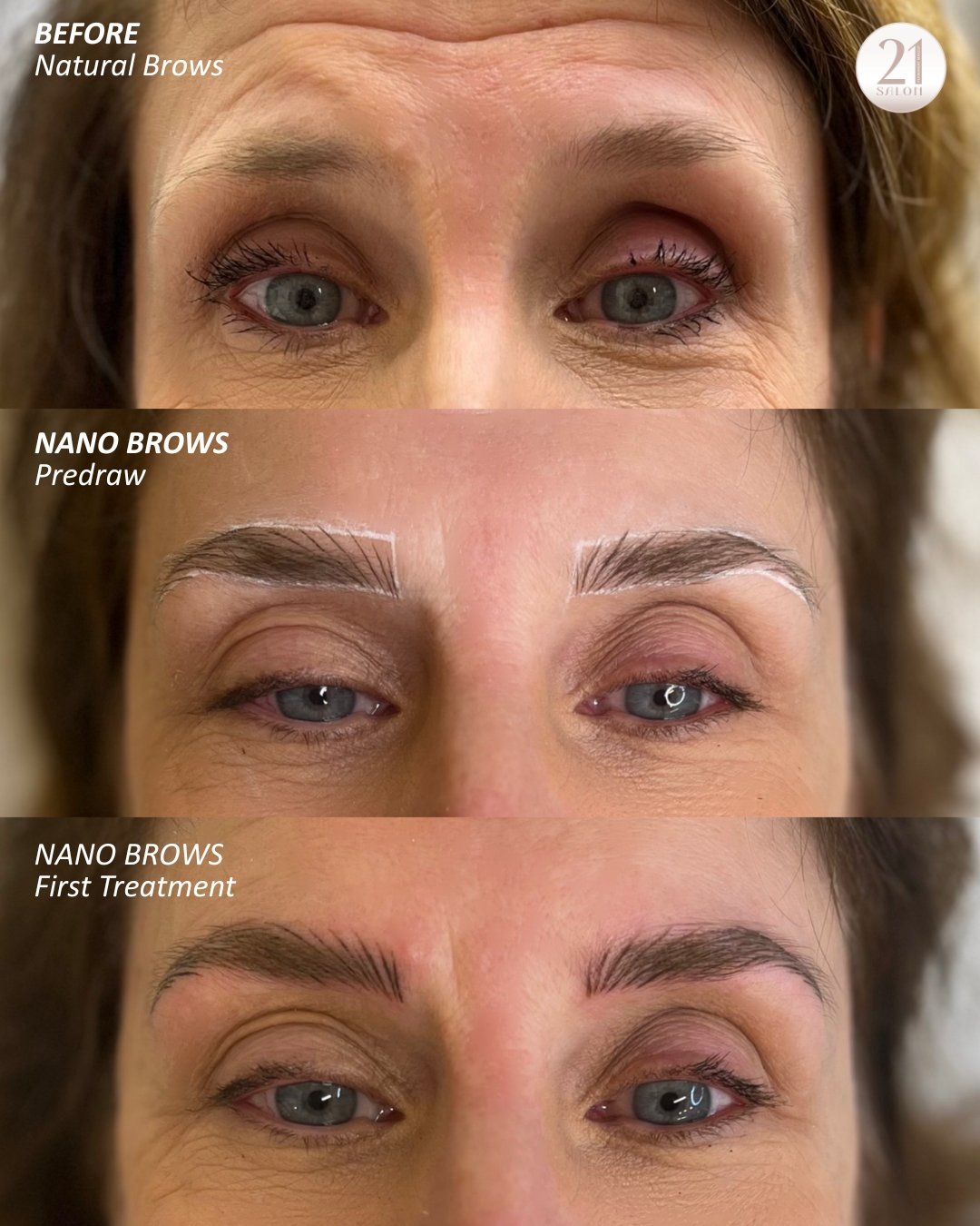 What we can achieve at Salon 21 Permanent Makeup studio - before natural brows, predraw the perfect brow, result after just one treatment. Results will last 2-3 years #permanent #makeup #process #beforephoto #afterphoto #wells #sheptonmallet #radstoc