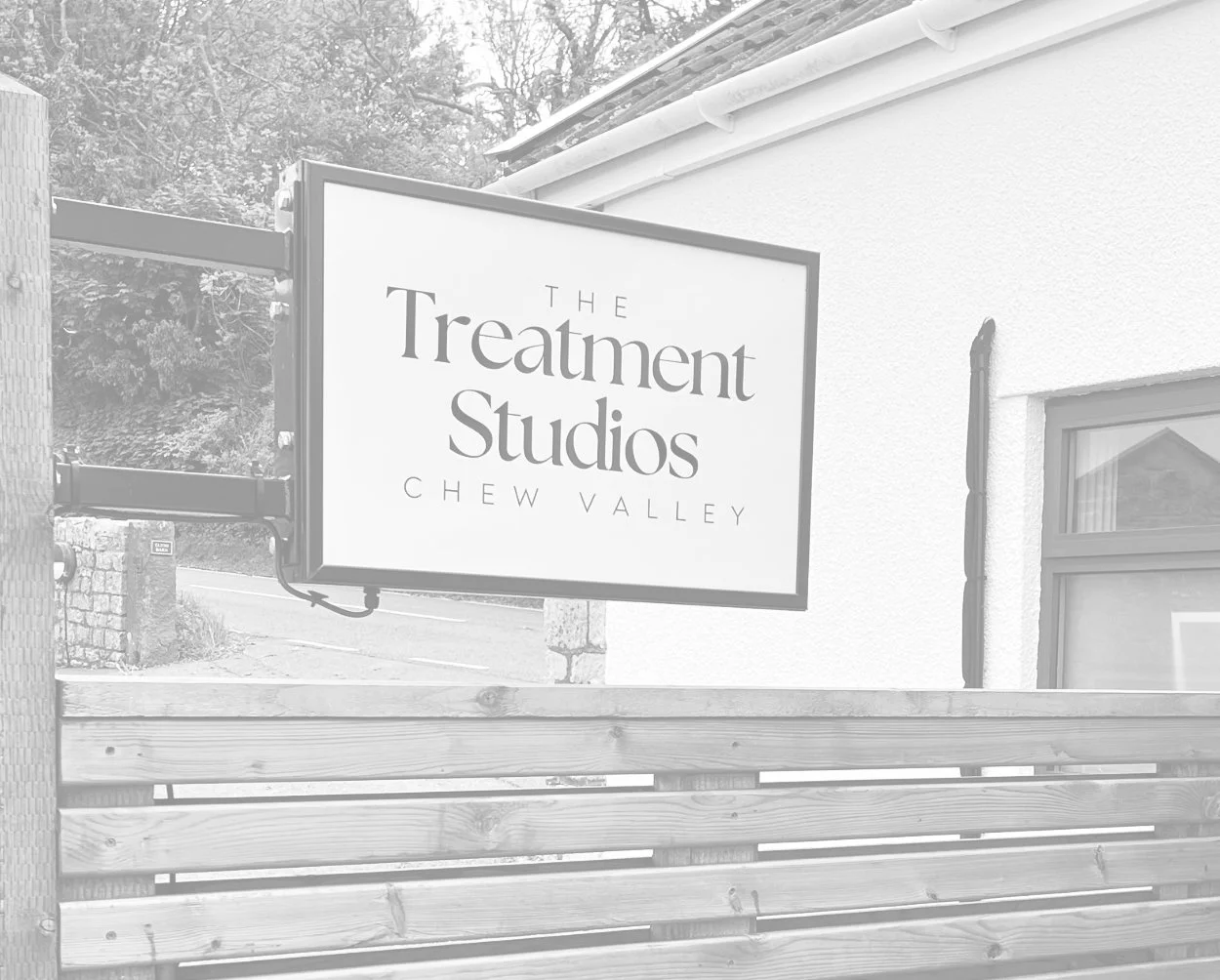 Greyscale photo of the Salon 21 permanent makeup treatment studio sign Bristol