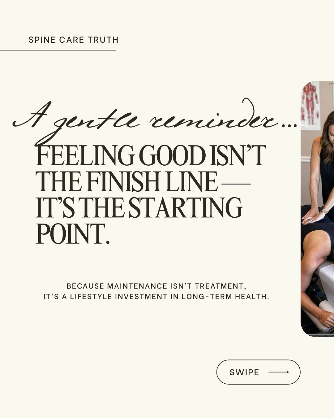 &ldquo;Why should I come back if I&rsquo;m feeling better?&rdquo;

Totally valid question.
The answer isn&rsquo;t about fixing, it&rsquo;s about supporting.

Your body doesn&rsquo;t stop working just because it feels good &mdash; it&rsquo;s adapting,