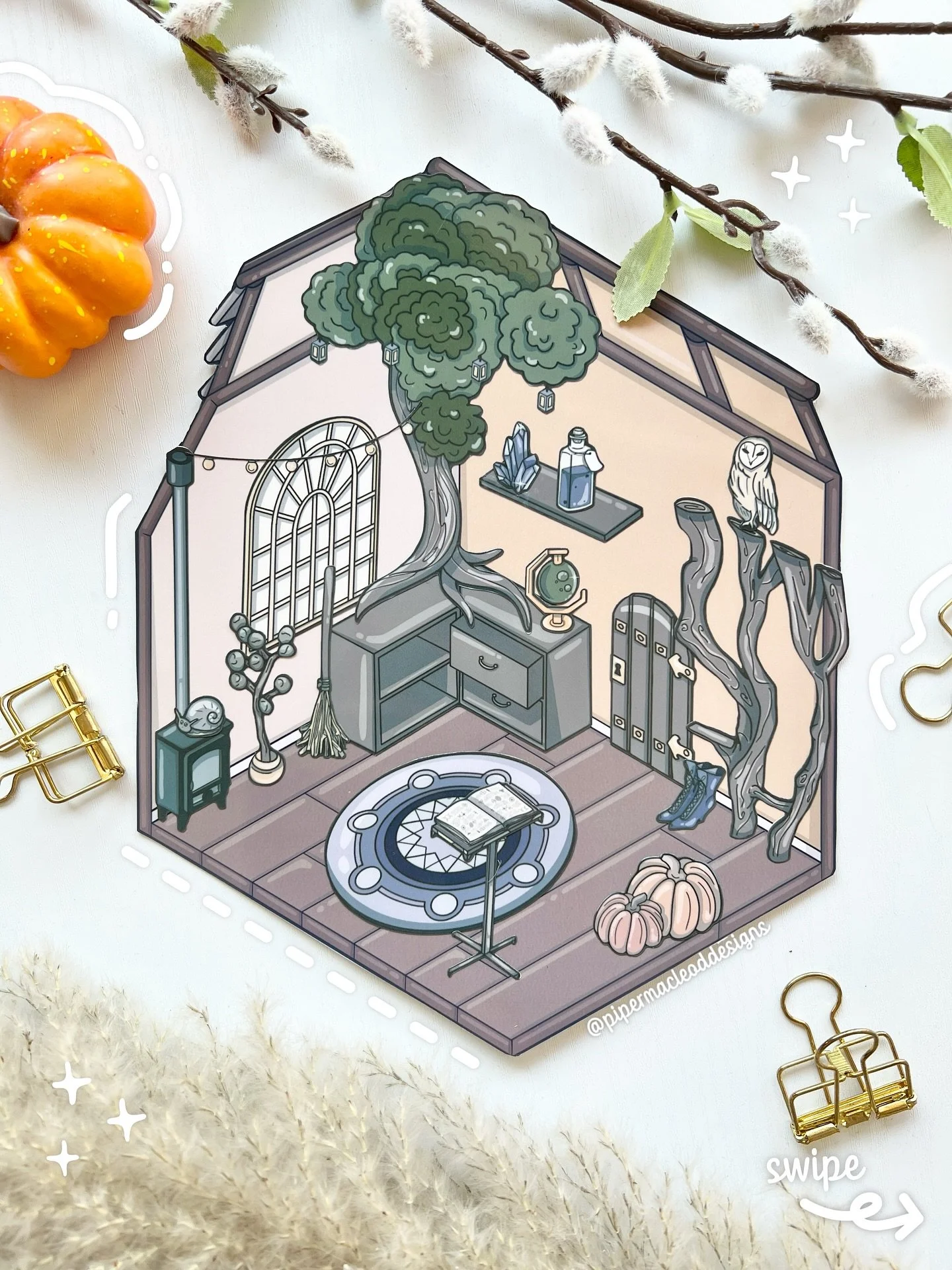 Step inside a witch’s cozy little hideaway ♡
This isometric sticker pack is filled with spell books, glowing candles, broomsticks, and all the little things a modern witch might keep in her favorite corner of the world.
With 3 rooms and 5 page