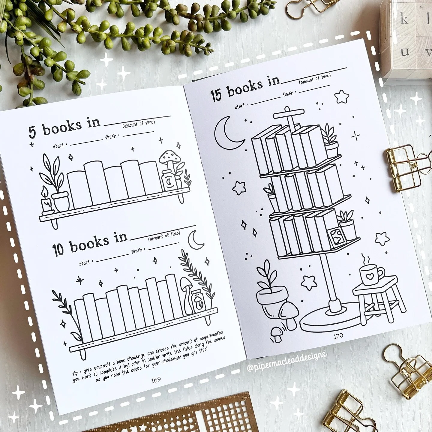 This 15 book challenge is an Expanded Reading Journal exclusive&mdash;you track your book titles on a rotating library shelf! I was inspired by those clear + metal turnstile shelves you&rsquo;d spin at the library.

Tell me it wasn&rsquo;t just me&he