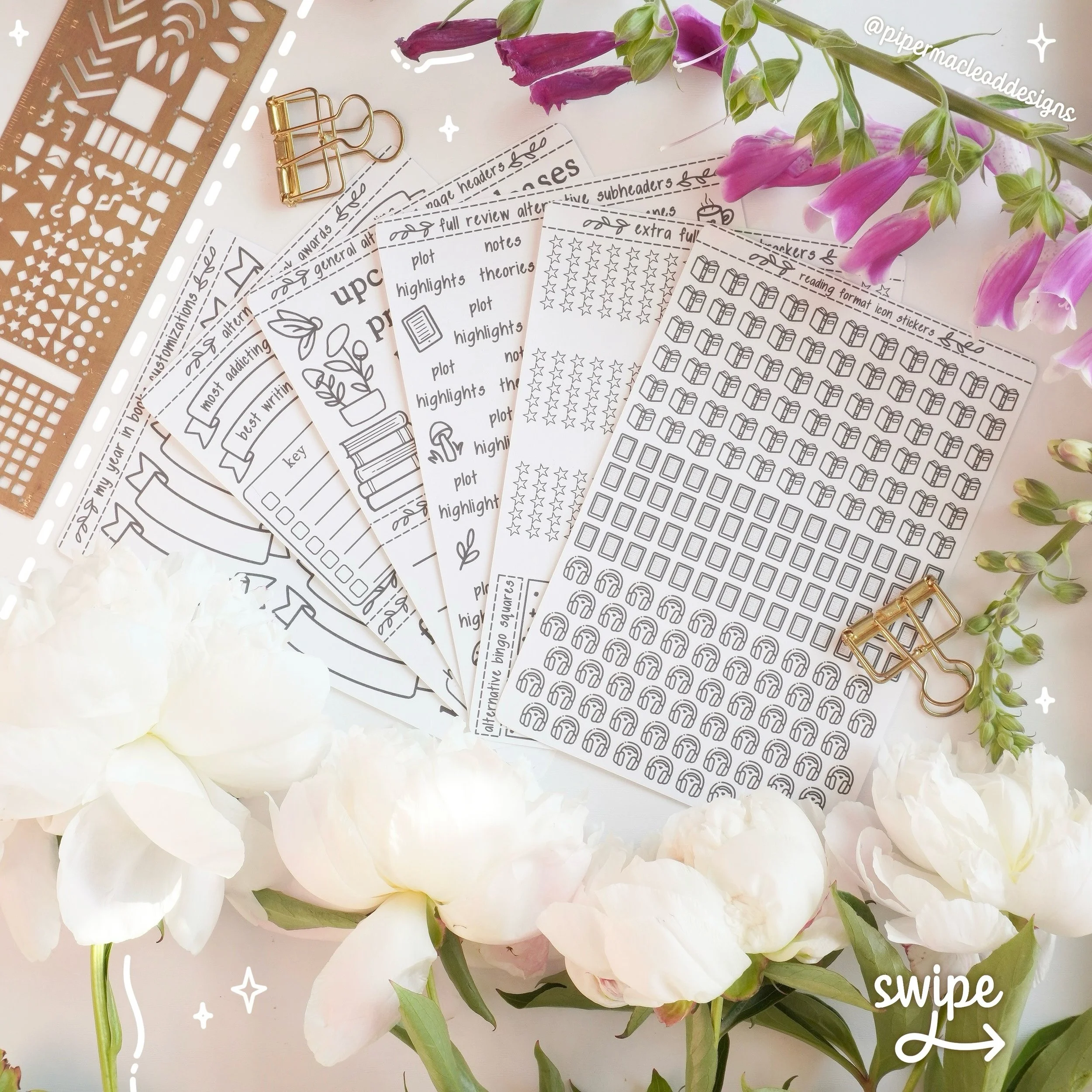 Make your reading journal truly yours ♡

My new Reading Journal Customization Sticker Pack is now available! With 385 stickers, you can personalize everything from your yearly trackers and book reviews to your bookshelf pages, reading challenges, bin