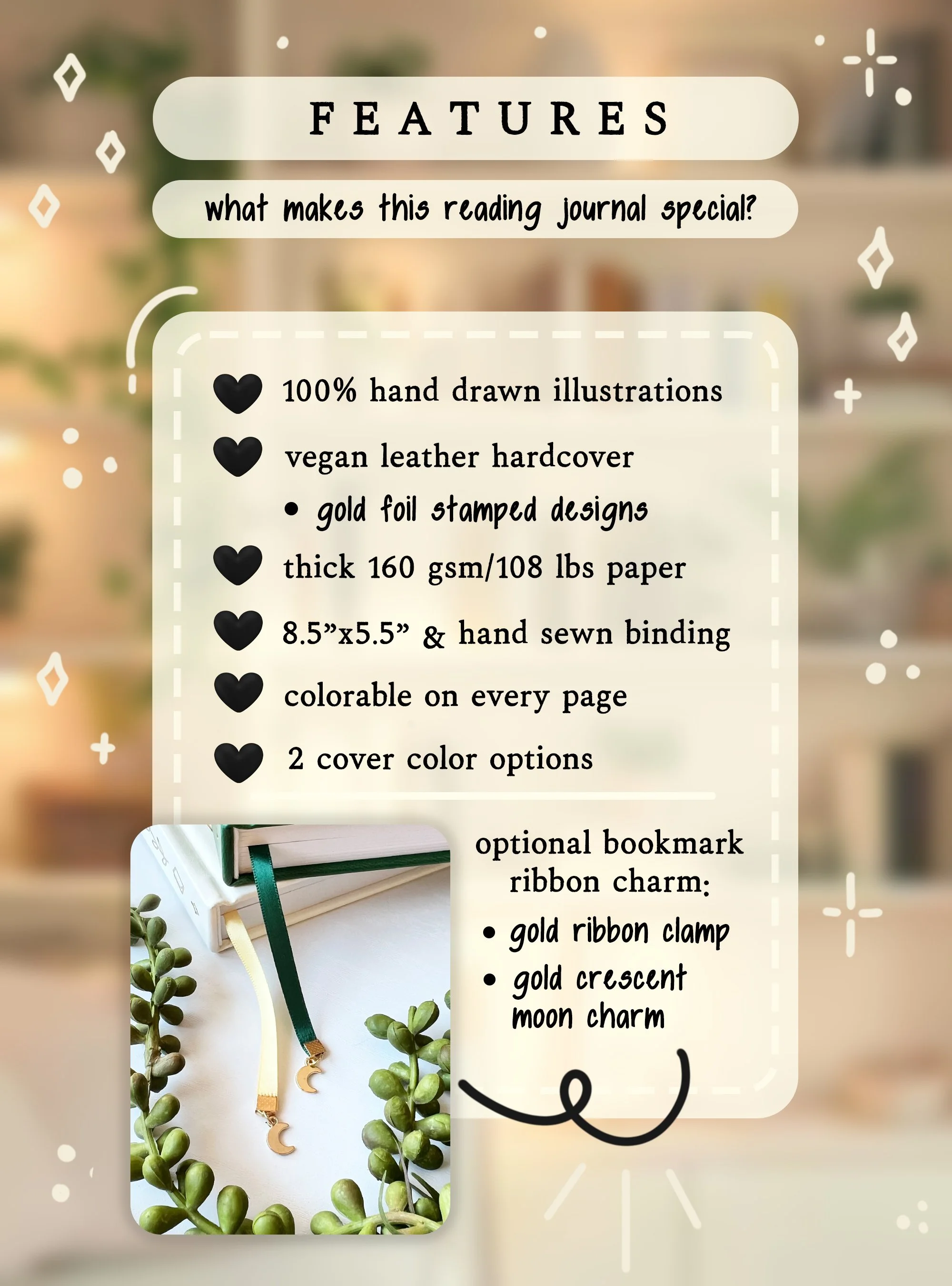 A hardcover reading journal to track books, set goals, log reviews, and ...