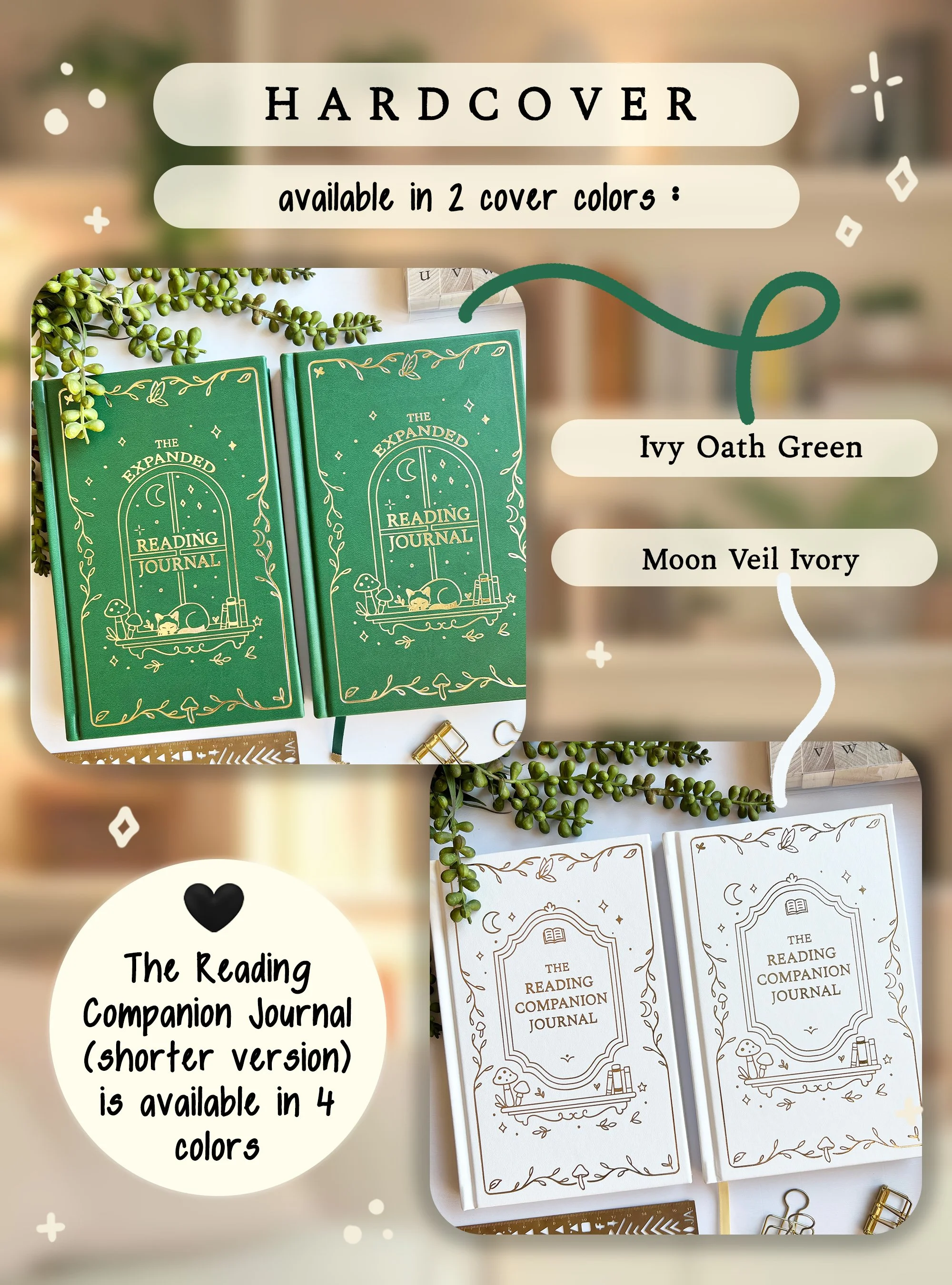 A hardcover reading journal to track books, set goals, log reviews, and ...