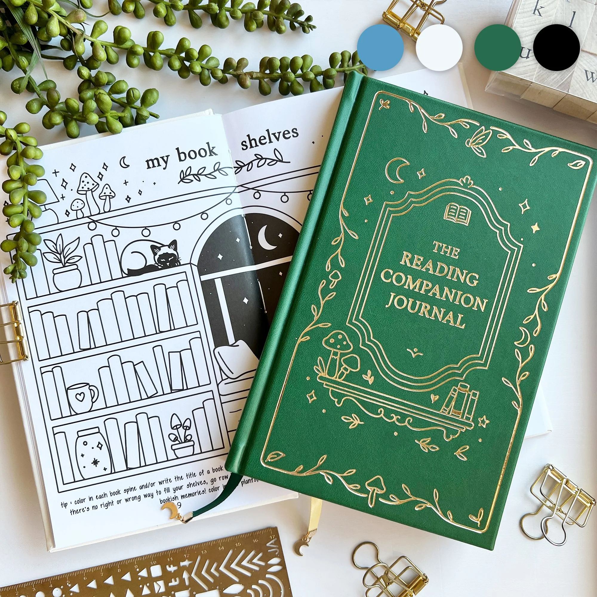 Reading Companion Journal, Hardcover Book Log, Colorable Bookshelf Tracker, Literary Planner, TBR Organizer, Review Notebook, Reading Goals Challenge