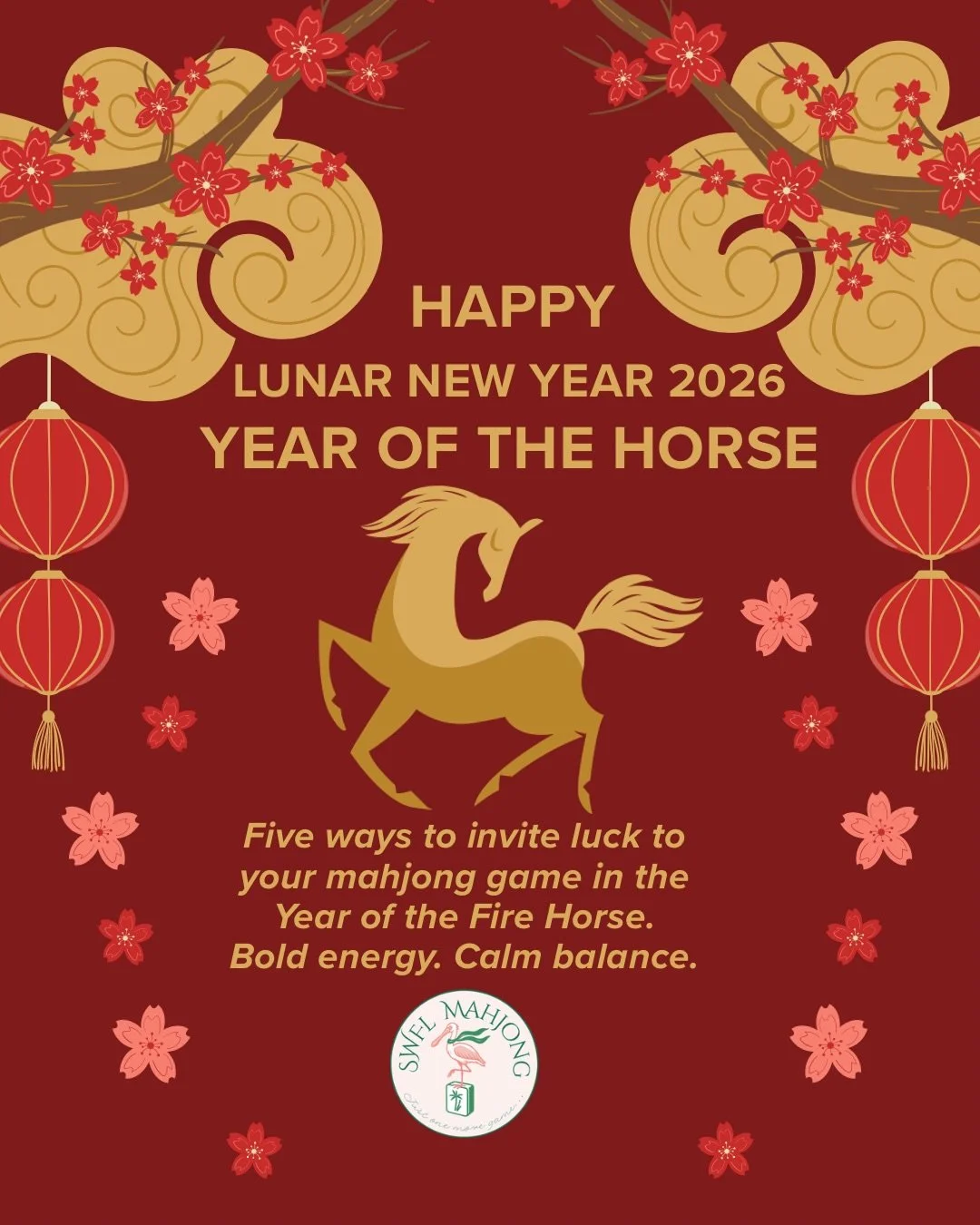 Tag a friend who needs auspicious table energy.
🎧 New episode of At the Table with SWFL Mahjong is out now. Fire Horse energy, decoded. ✨🐎