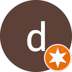 Brown circle with a white lowercase 'd' and an orange starburst icon overlapping the bottom right.